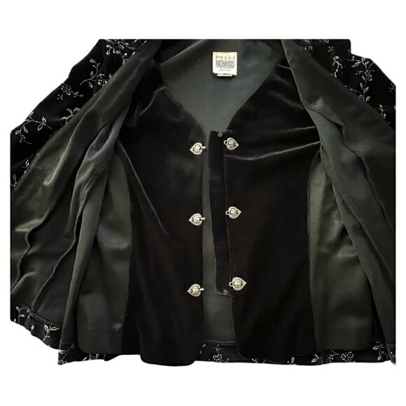 Vintage R&M Richards Dark Academia Black Silver Whimsigoth Velvet Top Blazer 6P - Picture 2 of 11